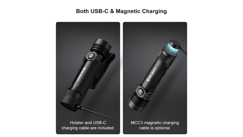 Olight Seeker 4 Pro CW, Rechargeable Handheld Flashlight, 4,600 Lumens, Black, Includes Holster, SEEKER4PROMTBKCW