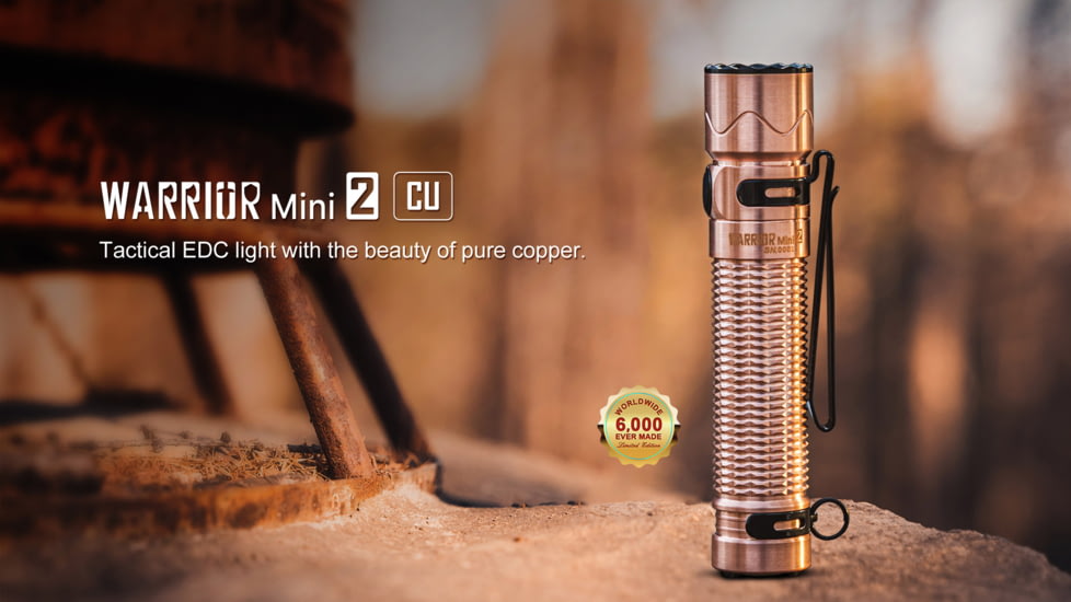 Olight Warrior Mini 2 Rechargeable EDC LED Flashlight, 1750 Lumens, Copper, FL-OL-WARMINI2-CU