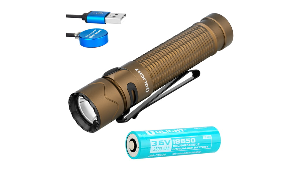 Olight Warrior Mini 2 Rechargeable EDC LED Flashlight, 1750 Lumens, Tan, FL-OL-WARMINI2-TN