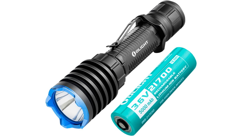 Olight Warrior X Pro Rechargeable Tactical 546 Yard Long Throw w/ 5000mAh Rechargeable Battery LED Flashlight, Neutral White, 2100 Lumens, Black, FL-OL-WARXPRO