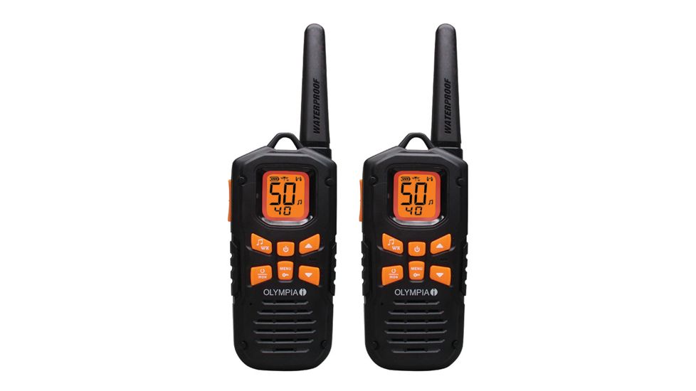 Olympia R500 Waterproof Two-Way Radio,42 Mile Range,Black w/ Orange Trim OLYPR500