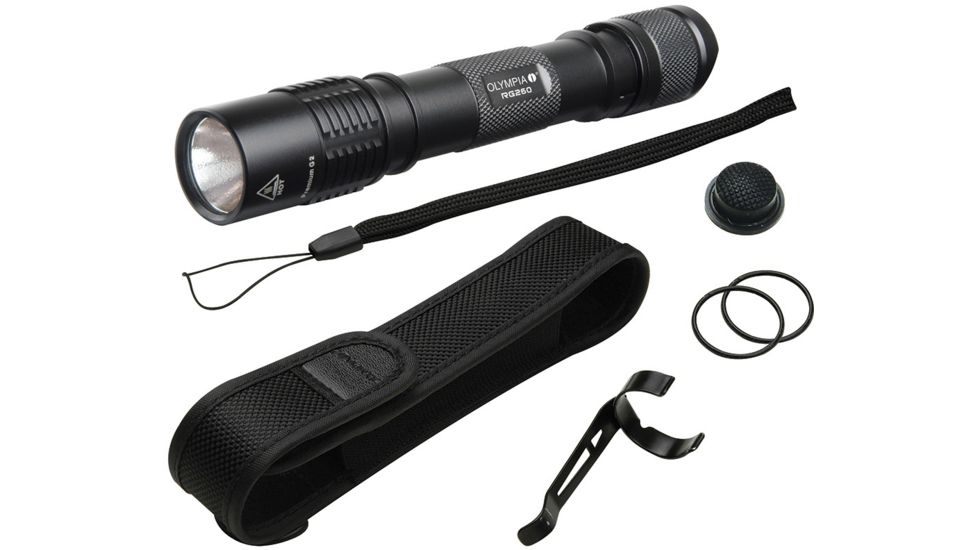 Olympia RG260 High-Performance Rugged Flashlight, Black RG260