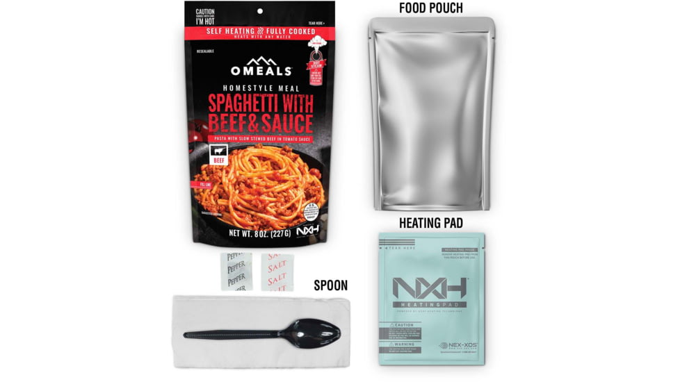 OMEALS Spaghetti w/Meat Sauce, 7.5 inches x 1 inch x 11.25 inches, OMEM6
