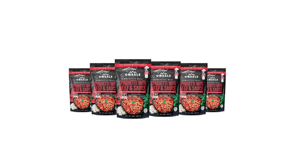 Omeals Spaghetti with Beef and Sauce, 6 pack, 7.5 inches x 2 inches x 10.75 inches OMEM6X6