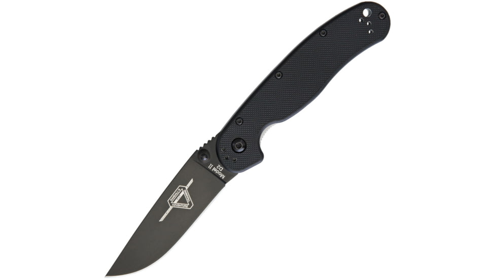 Ontario Knife 8830 RAT II Linerlock D2 Folding Knife, 3in Black D2 Tool Steel Drop Point, Black G10 Handle, Black, 8830 BLACK