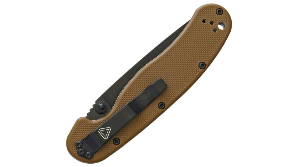 Ontario Knife 8830CB RAT II Linerlock Folding Knife, 3in Black D2 Tool Steel Drop Point, Coyote Brown G10 Handle, 8830 COYOTE BROWN