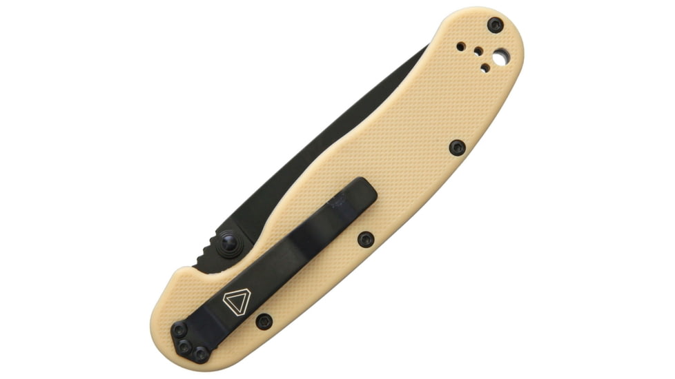 Ontario Knife 8830DT RAT II Linerlock D2 Folding Knife, 3in Black D2 Tool Steel Drop Point, Desert Tan G10 Handle, ON8830DT