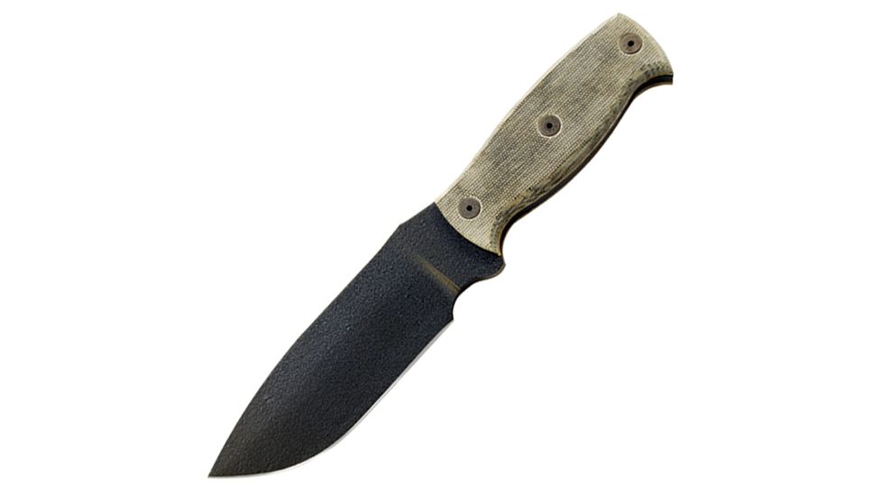 Ontario Knife Afghan Fixed Blade Knife, Black Micarta Handle, Black Blade, Plain OK9419BM