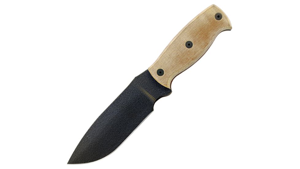 Ontario Knife Afghan Fixed Blade Knife, Tan Micarta Handle, Black Blade, Plain OK9419TM