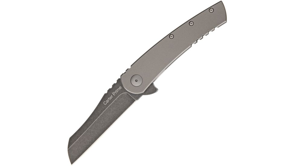 Ontario Knife Carter Prime Titanium EDC Folding Knife,3.5in,D2 Tool Steel,Standard Edge,Wharncliffe,Black Stonewash,Gray,Titanium Handle ON8875