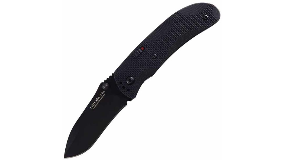 Ontario Knife Joe Pardue Assisted Opener Folding Knife,3in,Black G10 Handle,Black Plain OK8873