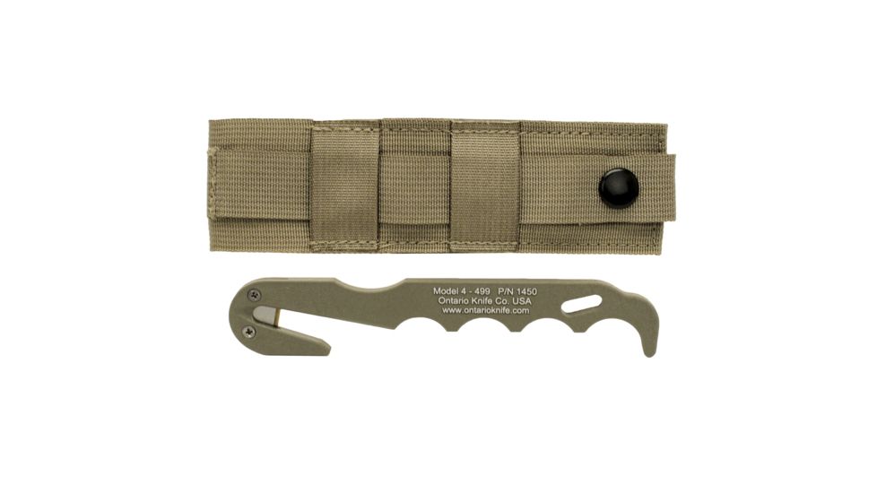 Ontario Knife Model 4 Strap Cutter Rescue Tool, 499 Tan w/ Sheath 195124