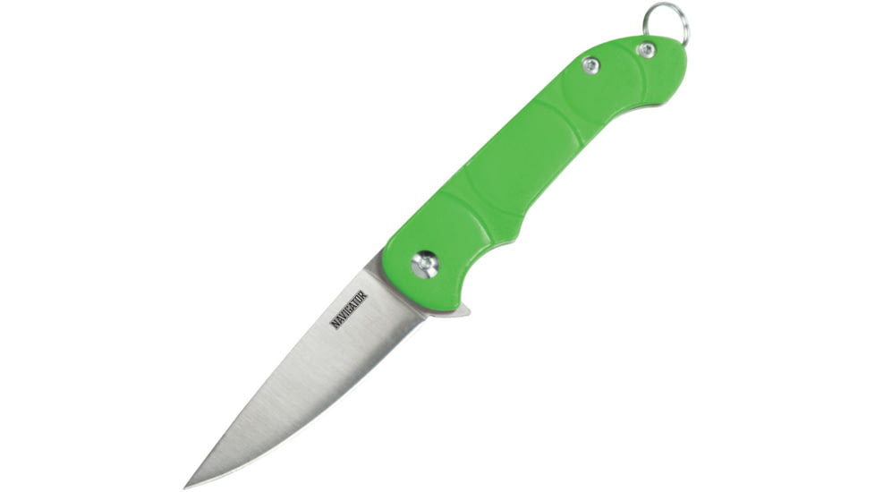 Ontario Knife OKC Navigator Folding Knife, 3in Closed, 2.13in Satin Stainless Blade, Green Synthetic Handle, 8900GREEN