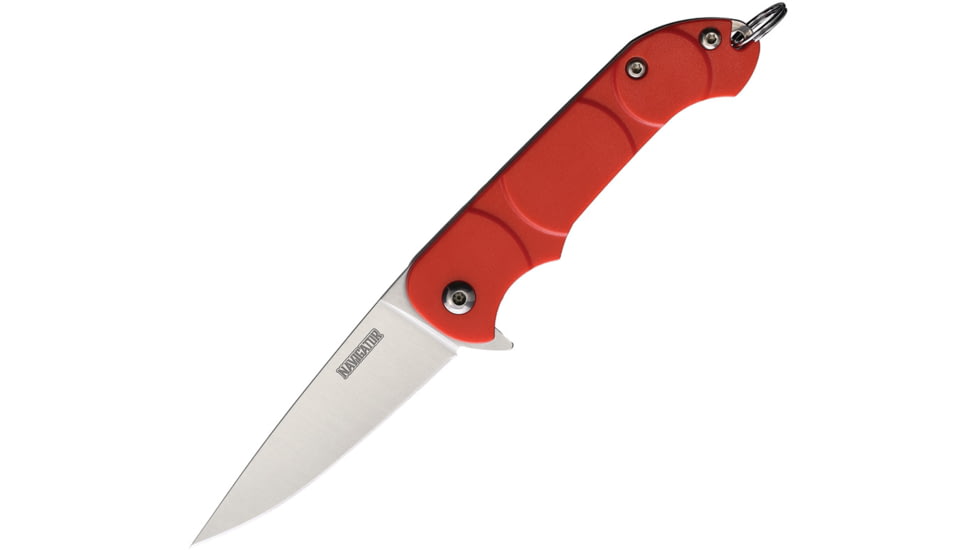 Ontario Knife OKC Navigator Folding Knife, 3in Closed, 2.13in Satin Stainless Blade, Red Synthetic Handle, 8900RED