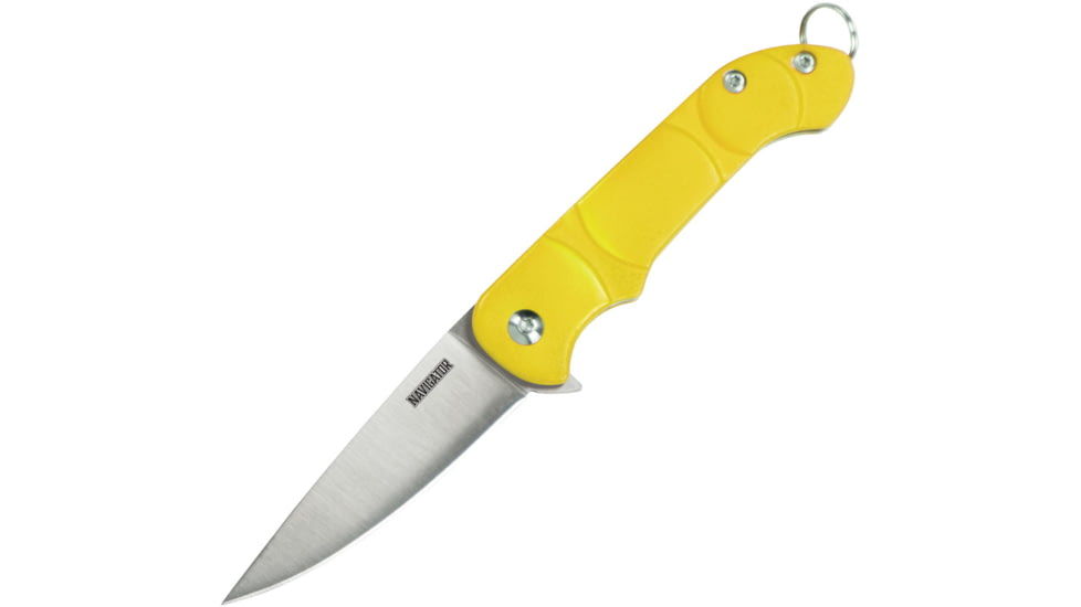 Ontario Knife OKC Navigator Folding Knife, 3in Closed, 2.13in Satin Stainless Blade, Yellow Synthetic Handle, 8900YEL