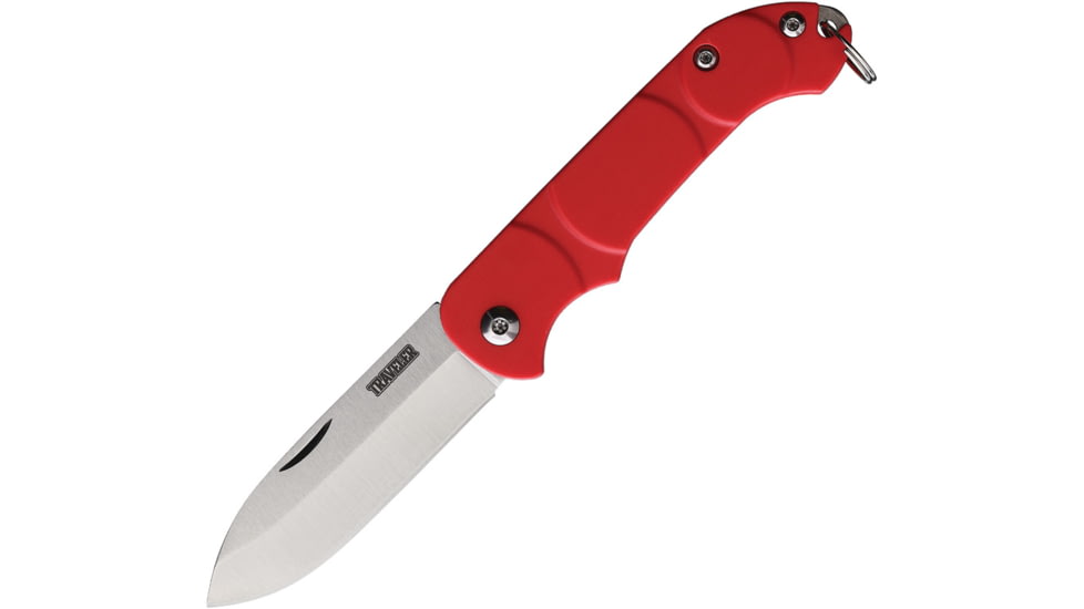 Ontario Knife OKC Traveler Folding Knife, 3in Closed, 2.25in Satin Stainless Blade, Red Plastic Handle, 8901RED