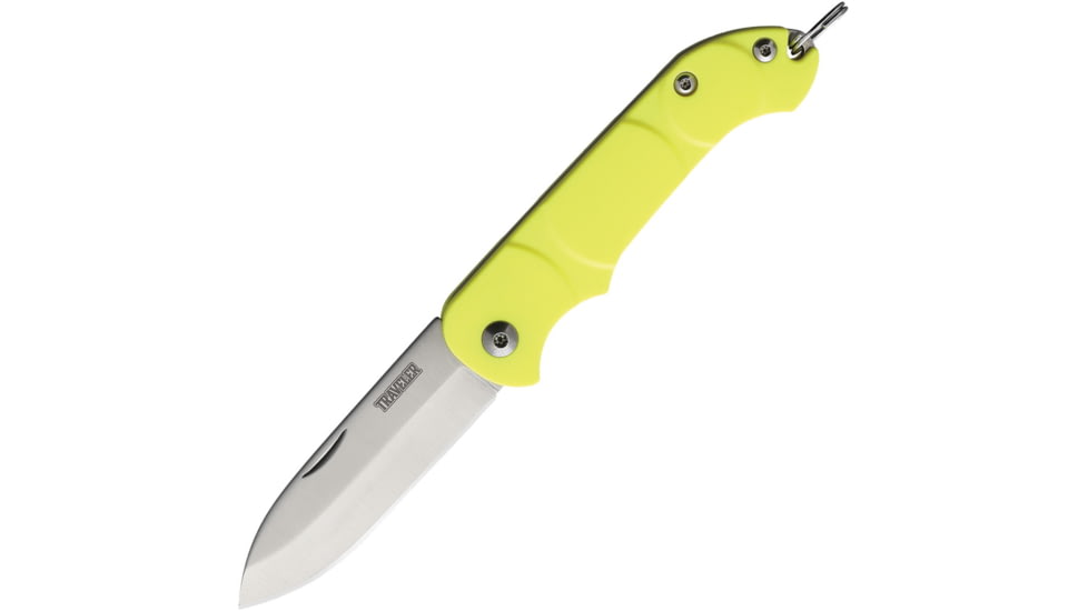 Ontario Knife OKC Traveler Folding Knife, 3in Closed, 2.25in Satin Stainless Blade, Yellow Plastic Handle, 8901YLW