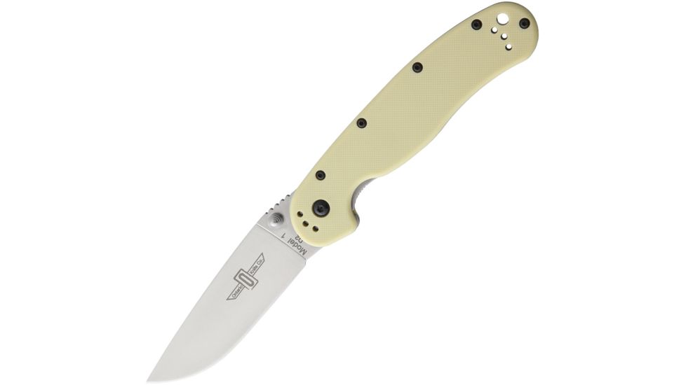 Ontario Knife Rat 1 Linerlock Tan Folding Knife,3.5in,D2 Tool Steel,Standard Edge,Satin,Tan,Nylon Handle ON8867TN