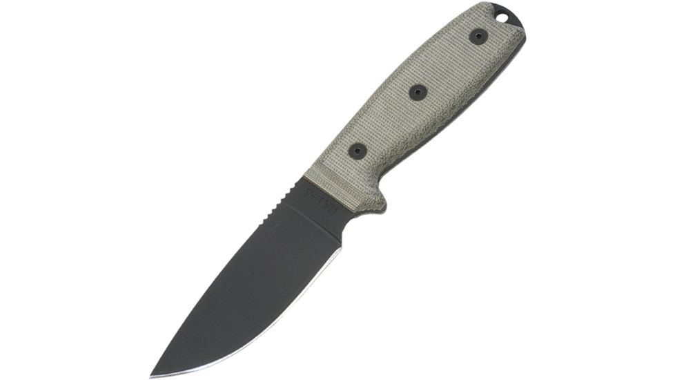 Ontario Knife Rat 3 Fixed Blade Knife, Canvas Linen Micarta Handle, 1095 Plain Blade, Sheath OK8630