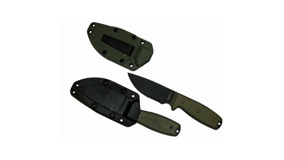 Ontario Knife Rat 3 Fixed Blade Knife, Green Sheath OK8632