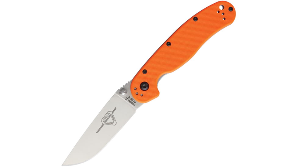 Ontario Knife RAT II Linerlock Orange Folding Knife, 3 satin finish AUS-8 stainless blade, Orange G10 handle, 8860OR