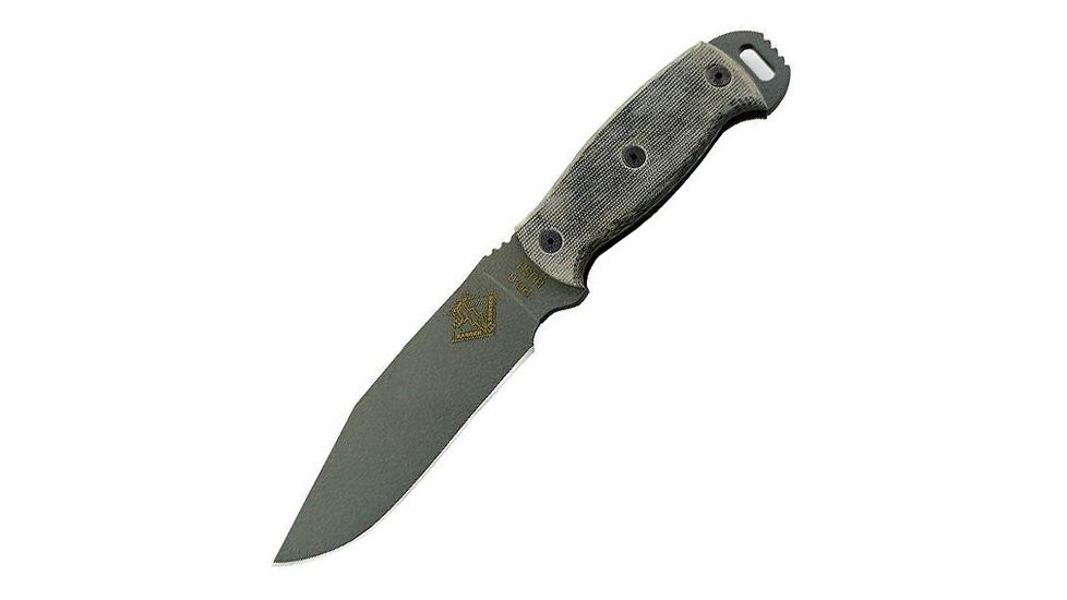 Ontario Knife RBS-6 Fixed Blade Knife, Black Micarta Handle, Gray Blade, Plain OK9444BM
