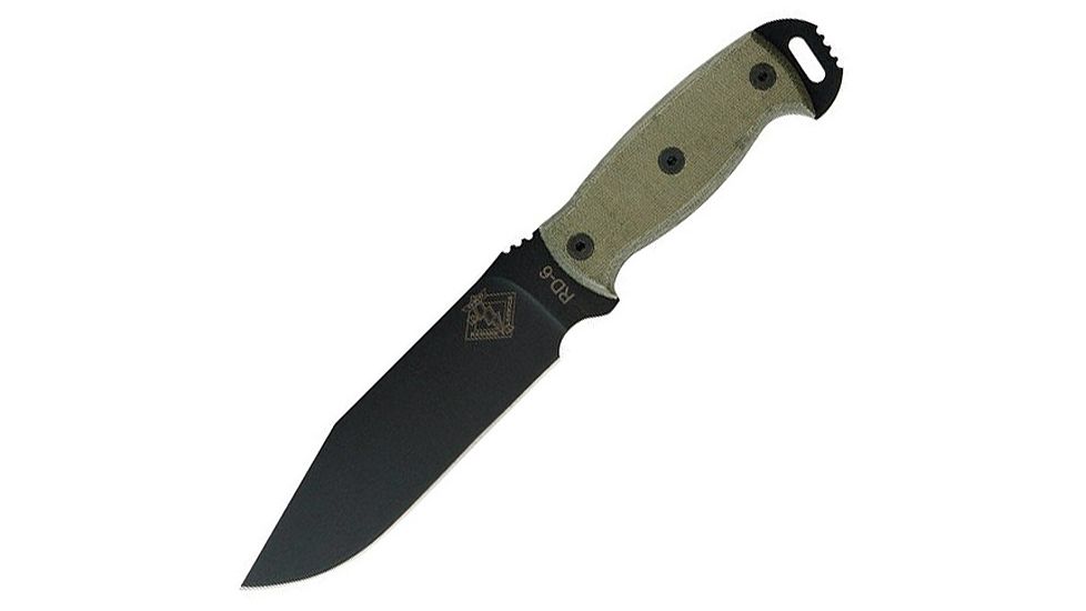 Ontario Knife RD6 Fixed Blade Knife, Black Micarta Handle, Black Blade, Plain OK9416BM