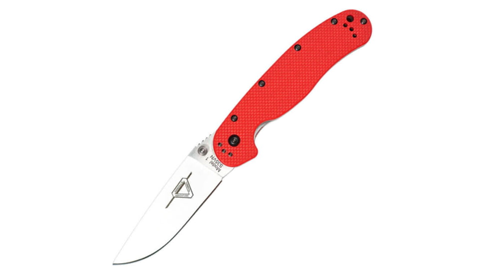 Ontario Knife Red Rat 1 Folding Knife, 5in Closed, 3.5in Satin S35VN Stainless Blade, Red Nylon Handle, 8864