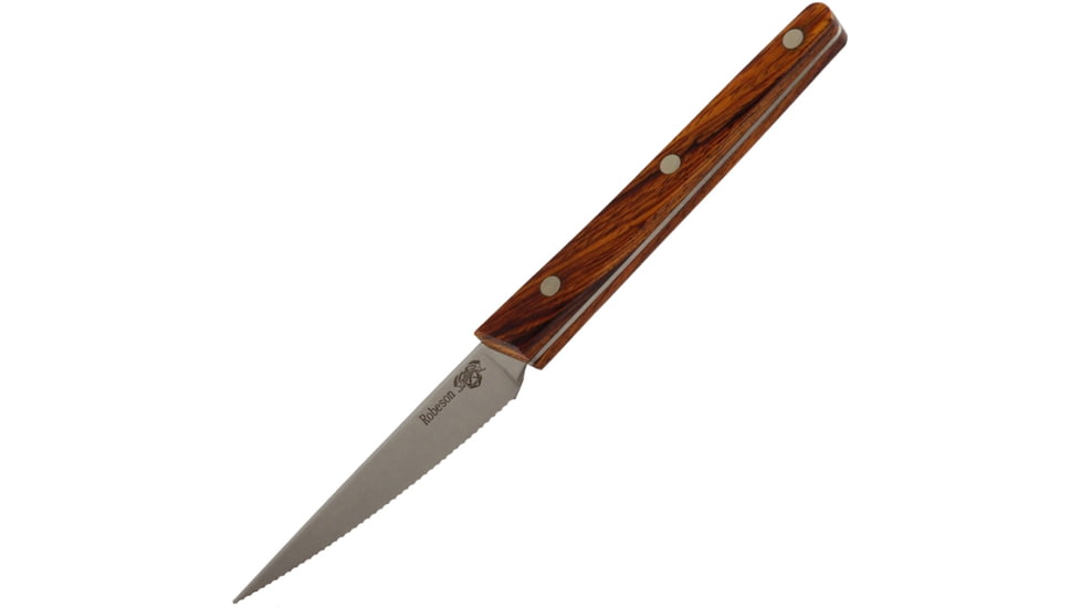 Ontario Knife Robeson Serrated Steak Knife, 9.25in Overall, 4in Serrated Stainless Blade, Brown Wood Handle, 6414KSEC