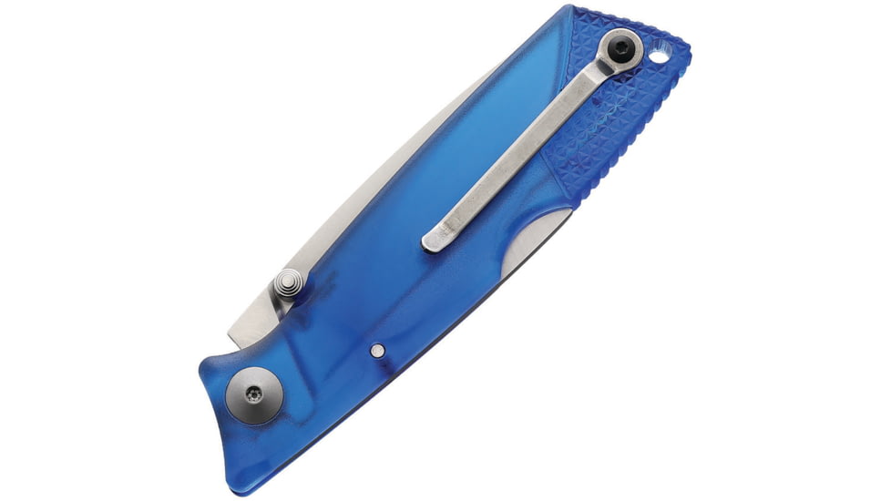 Ontario Knife Wraith Ice Series Blue Folding Knife, 4in Closed, 2.63in Satin 1.4116 Stainless Blade, Blue Plastic Handle, 8798SB