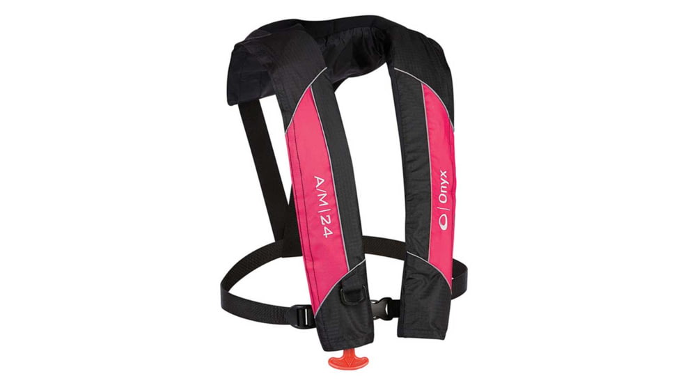 ONYX A/M-24 Series Deluxe Automatic/Manual Inflatable Life Jacket Adult, Gray/Red, 132100-100-004-20