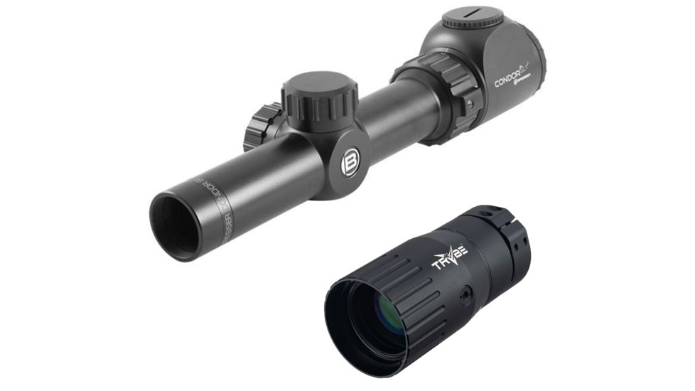 Alpen Condor, 1-4x24 Rifle Scope, Illuminated Reticle, Black, 90-31424C w/ Trybe Optics Enhancer - Magnification Doubler