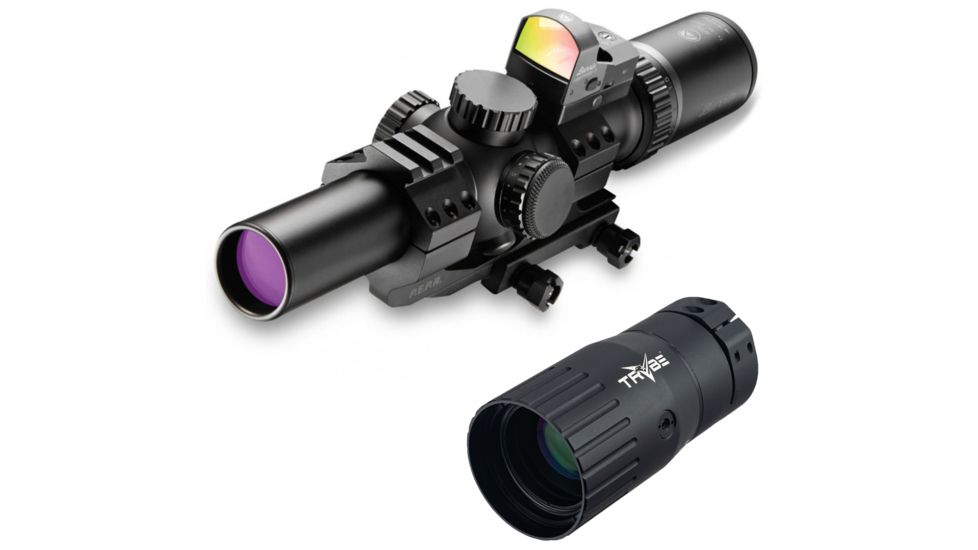 Burris Fullfield TAC30 Riflescope, 1-4x24mm30 mm Tube, Second Focal Plane, Ballistic CQ Reticle, Black, w/ Fastfire III, AR-PEPR Mount, TRYBE Optics Enhancer - Magnification Doubler, 200433-FF-KIT1