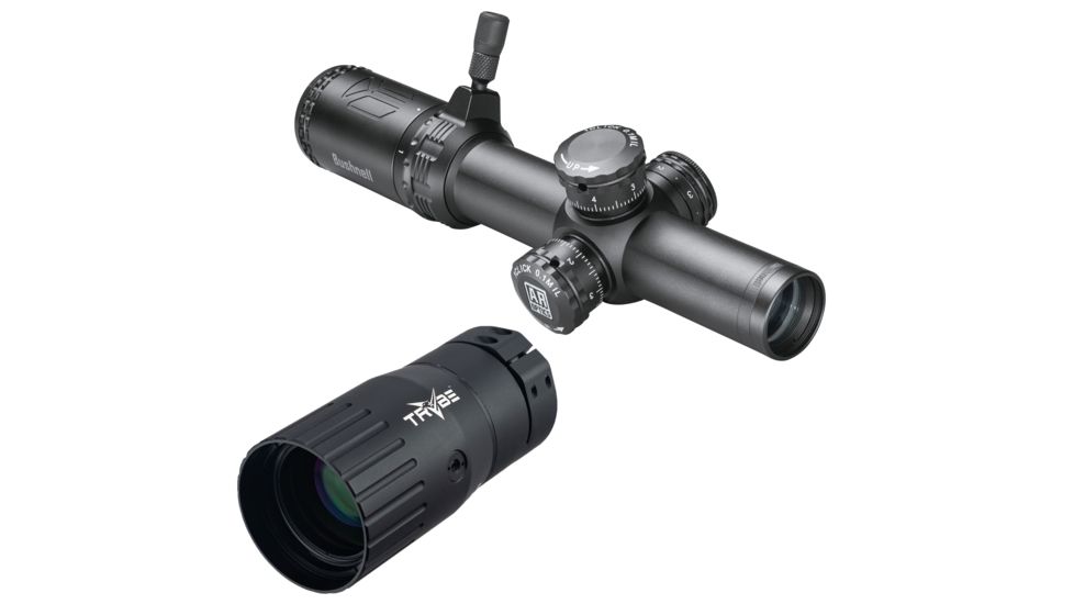 Bushnell AR Optics Riflescope, 1-4x24mm, 30 mm Tube, SFP, Drop Zone .223 Reticle, Black w/ TRYBE Optics Enhancer Magnification Doubler, AR71424