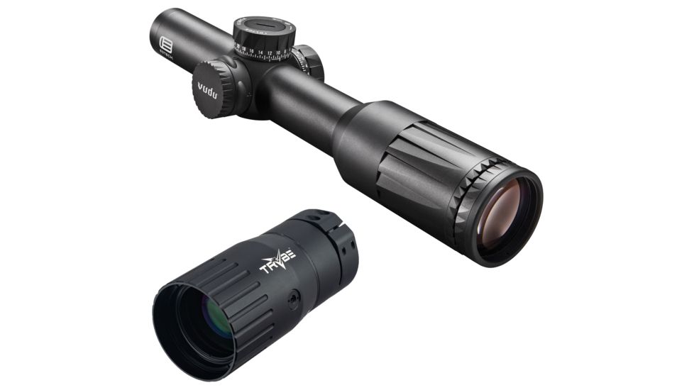 EOTech Vudu 1-6x24 FFP Precision Rifle Scope, SR1 Reticle, Black, VUDU.1-6.FFP.SR1 w/ TRYBE Optics Enhancer - Magnification Doubler