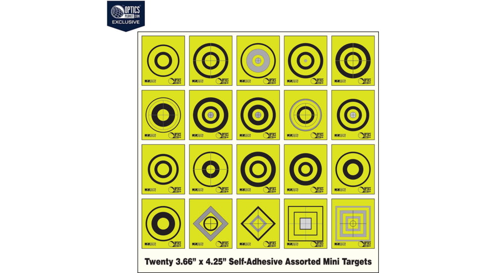 OP Exclusive - EZ2C Targets Self-Adhesive Mini 20 Assorted Styles 3.67x4.25in Chartreuse and Black Ink, Tear-Off Pad of 20, Chartreuse, EZ2CM20C