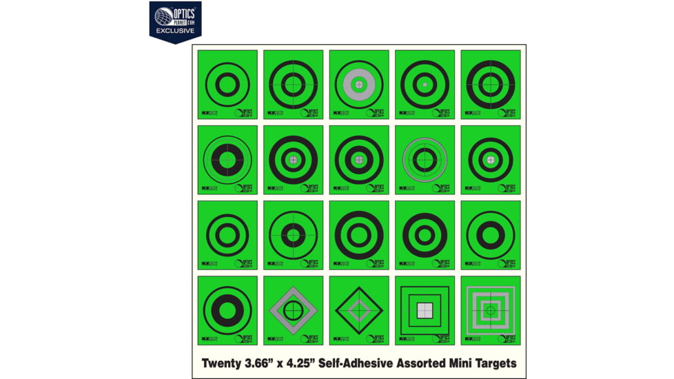 OP Exclusive - EZ2C Targets Self-Adhesive Mini 20 Assorted Styles 3.67x4.25in Green and Black Ink, Tear-Off Pad of 20, Green, EZ2CM20G