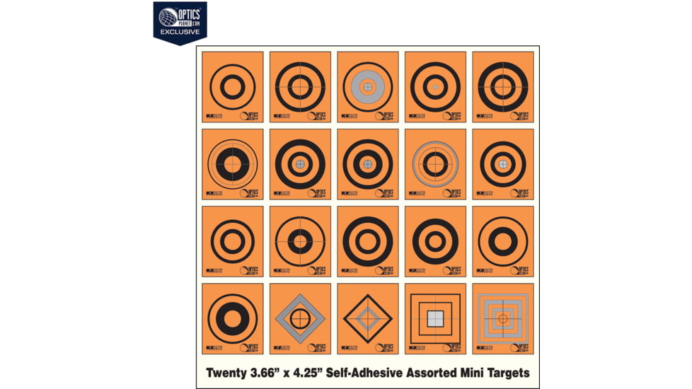 OP Exclusive - EZ2C Targets Self-Adhesive Mini 20 Assorted Styles 3.67x4.25in Orange and Black Ink, Tear-Off Pad of 20, Orange, EZ2CM20K