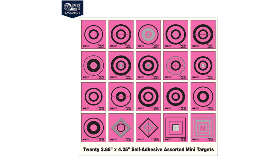 OP Exclusive - EZ2C Targets Self-Adhesive Mini 20 Assorted Styles 3.67x4.25in Pink and Black Ink, Tear-Off Pad of 20, Pink, EZ2CM20P