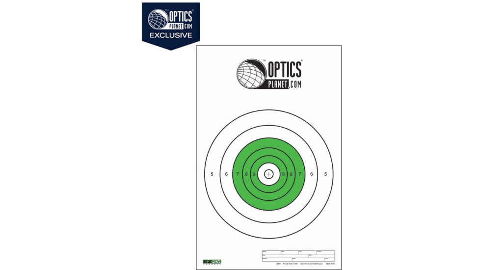 OpticsPlanet Exclusive EZ2C Targets Style 12, Green and Black Ink on High Quality White Paper, 25 Pack, EZ2CS12G
