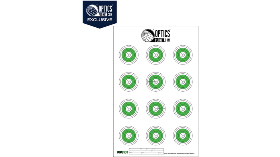 OpticsPlanet Exclusive EZ2C Targets Style 27, Green and Black Ink on High Quality White Paper, 25 Pack, EZ2CS27G