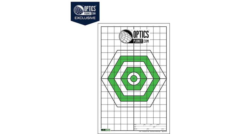 OpticsPlanet Exclusive EZ2C Targets Style H14, Green and Black Ink on High Quality White Paper, 25 Pack, EZ2CH14G