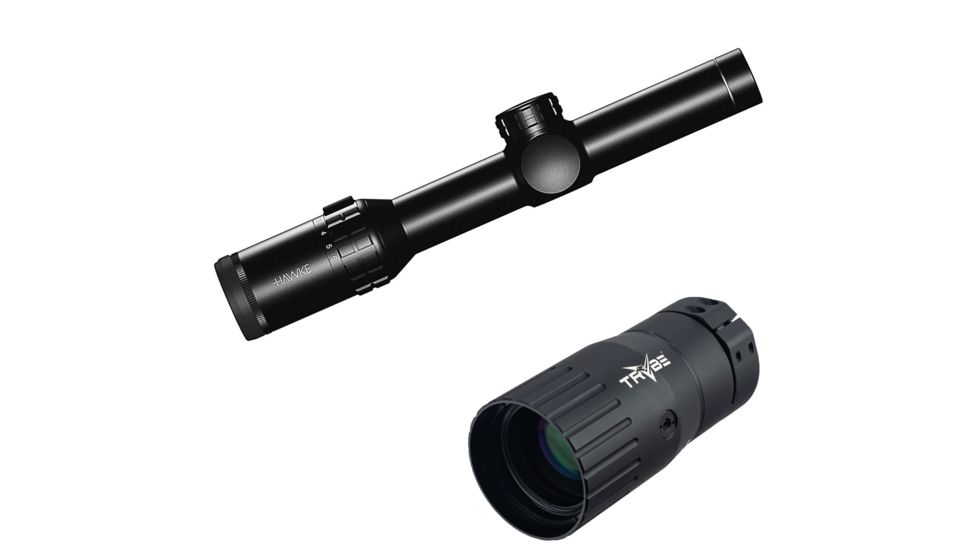 Hawke Sport Optics Frontier 30 1-6x24 Tactical Dot IR, Black, 18402 w/ Trybe Optics Enhancer - Magnification Doubler