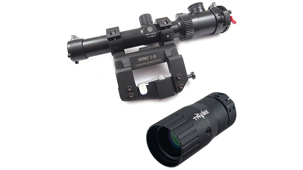 OP Exclusive - Kalinka Optics KOM 1.2-6x24, SFP Illuminated LD Reticle Rifle Scope, 65mm Universal AK and SVD Mount, Black, GSKOM12624LDP65 w/ Trybe Optics Enhancer - Magnification Doubler
