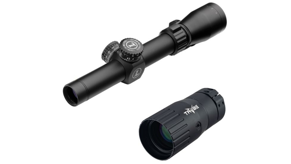 OP Exclusive - Leupold Mark AR MOD 1 1.5-4x20mm P5 Dial Rifle Scope, Matte Black, Duplex Reticle 115388 w/ Trybe Optics Enhancer - Magnification Doubler