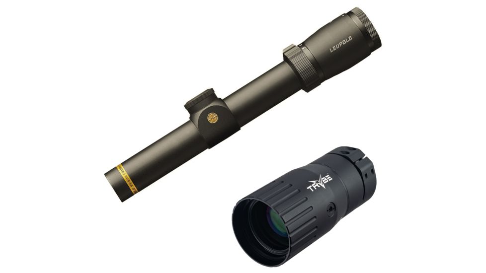 OP Exclusive - Leupold VX-5HD 1-5x24mm 30mm Matte Duplex Reticle Rifle Scope, Black, 171384 w/ TRYBE Optics Enhancer - Magnification Doubler