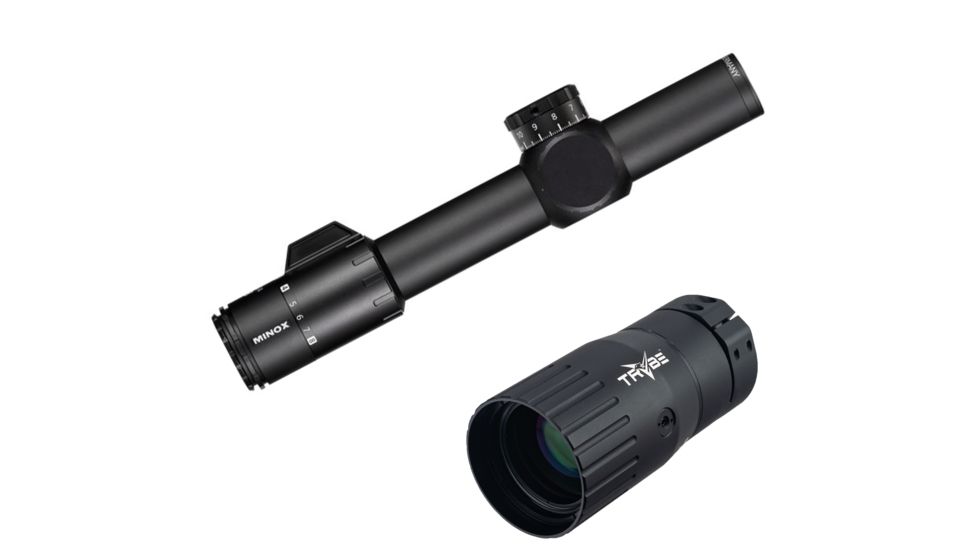OP Exclusive - Minox ZP8 1-8x24 MR10 Rifle Scope, Black, 66591 w/ Trybe Optics Enhancer - Magnification Doubler