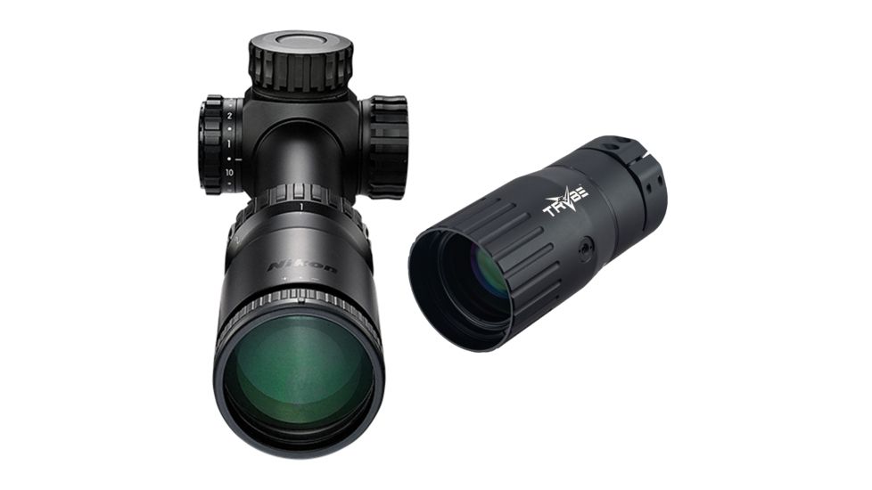 OP Exclusive - Nikon BLACK FORCE100 1-6x24 Rifle Scope, 30mm, Force-MOA Reticle, Illuminated, Black, 16660 w/ Trybe Optics Enhancer - Magnification Doubler