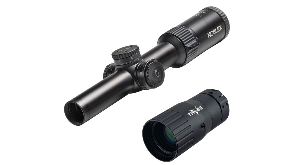 OP Exclusive - Noblex-Docter Optics N6 Comfort Rifle Scope, 1-6 x 24mm, 30mm Tube, Illuminated 0 Reticle, Black, 56845 w/ Trybe Optics Enhancer - Magnification Doubler