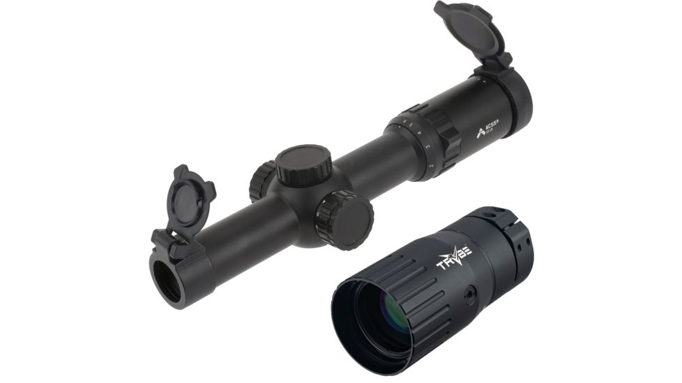 Primary Arms SLx 1-6X24mm Gen III Rifle Scope, 30mm Tube, Second Focal Plane, ACSS 22LR Reticle, Matte, Black, w/ TRYBE Optics Enhancer - Magnification Doubler, PA1-6X24SFP-ACSS-22LR